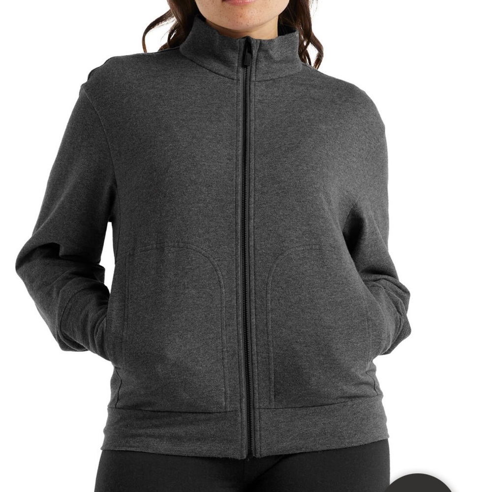 Icebreaker Women's Charcoal Gray Full-Zip Sweatshirt - cotton & wool blend